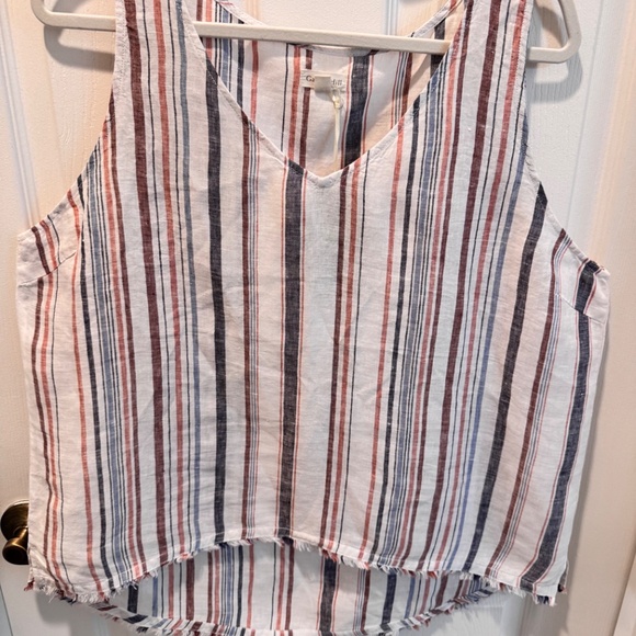 Woman's Linen Striped Tank Top, Size 16, Garnet Hill - Picture 2 of 10
